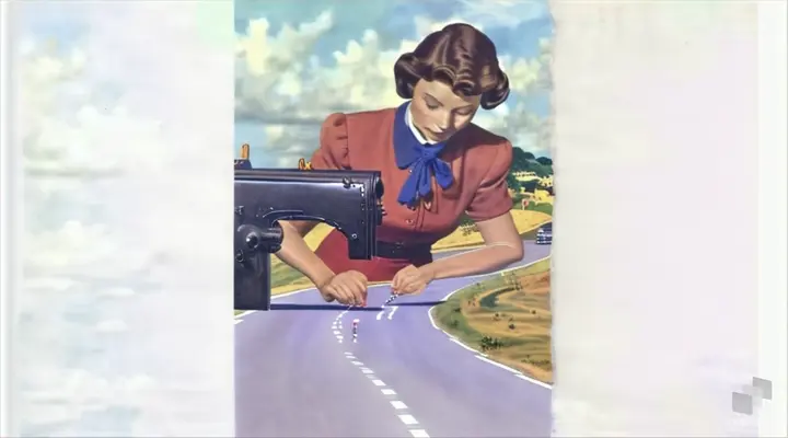 a painting of a woman looking at a mailbox