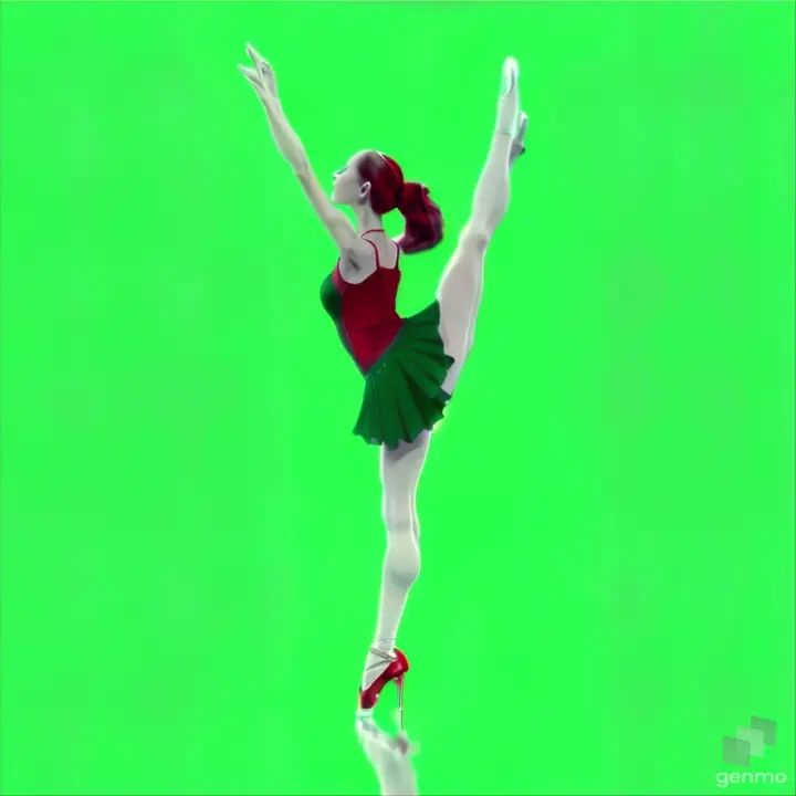 a thin ballerina from the ballet “Carmen” in a red short dress. a beautiful thin ballerina in a red short dress beautifully runs on pointe shoes with small steps across the stage. runs across the stage. green chromokey