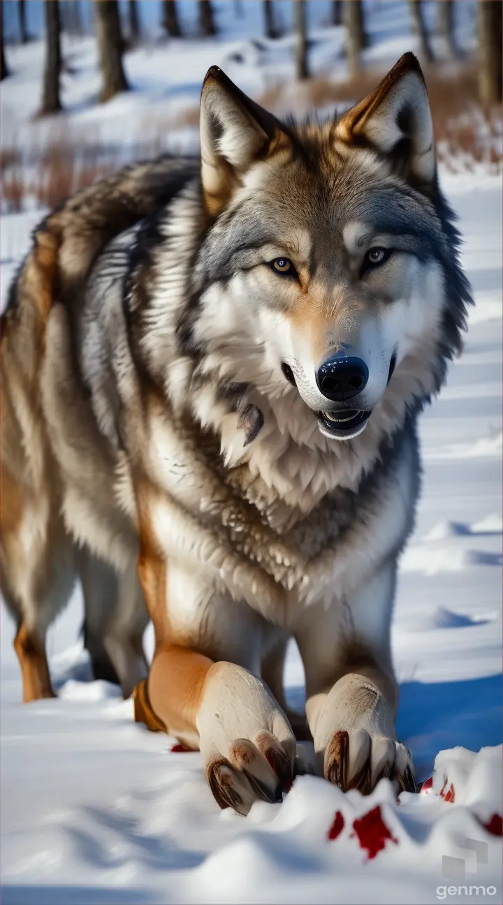 A wolf shot by a hunter