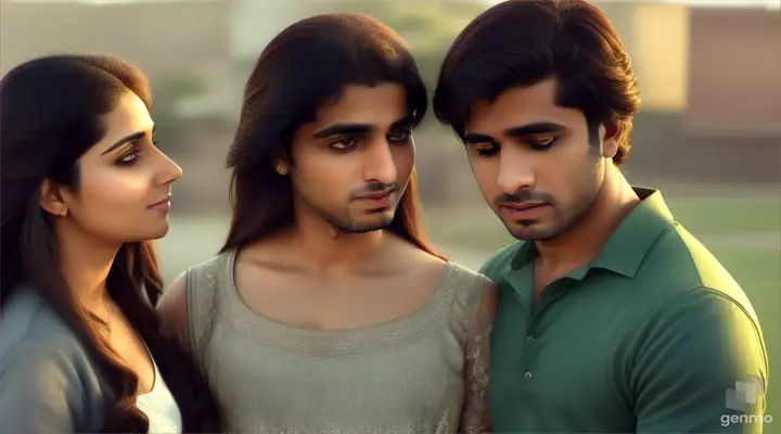 Write an engaging love triangle story set in Pakistan, involving two men who are both in love with the same woman. The first man is ambitious and determined, while the second is sensitive and artistic. The woman, caught in the middle, must navigate her feelings for both men while considering the expectations of her family and society. Explore the intricate dynamics of their relationships, the emotional conflicts they face, and the cultural backdrop that shapes their decisions. How will their intertwined fates unfold, and what choices will ultimately determine their paths ,video ratio 16:9