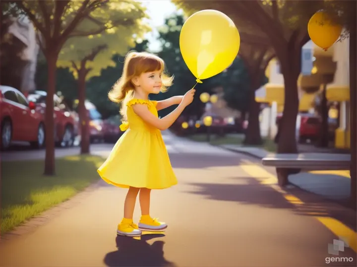 Cartoon Kid girl showing  yellow colour colour  