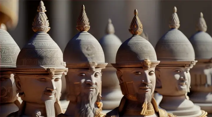Step into the sacred temple, where a group of black ancient kemit priests engages in a profound ritual that transcends the boundaries of the earthly realm. With your Sony A7 IV camera, equipped with a Sony FE 24-70mm f/2.8 GM II lens, capture the essence of this sacred moment. Witness the priests as they move with grace and precision, their chants resonating with the interconnectedness of all planes of being. Through your lens, immortalize their faces filled with reverence and devotion, reflecting the ancient Egyptians' belief in the harmony of the universe. Let your composition emphasize the balance and symmetry of the ritual, symbolizing the Egyptians' quest to align themselves with the cosmic order.