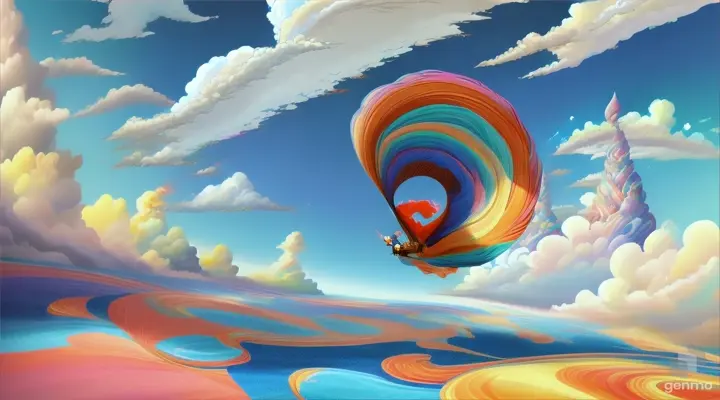 Cartoon very beautiful carpet flaying in the sky 