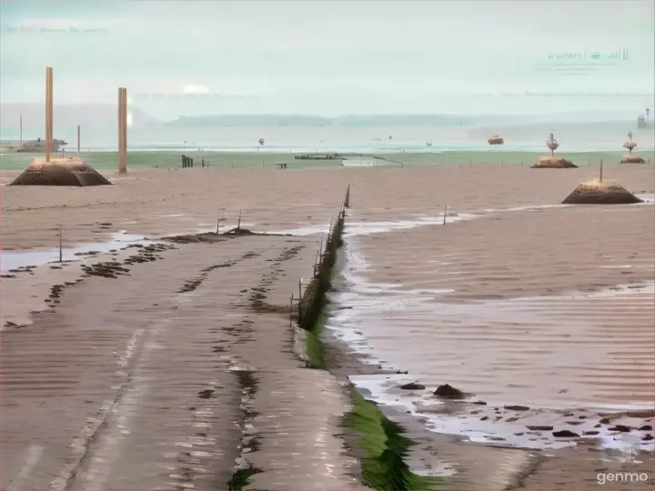 a beach that has some water on it