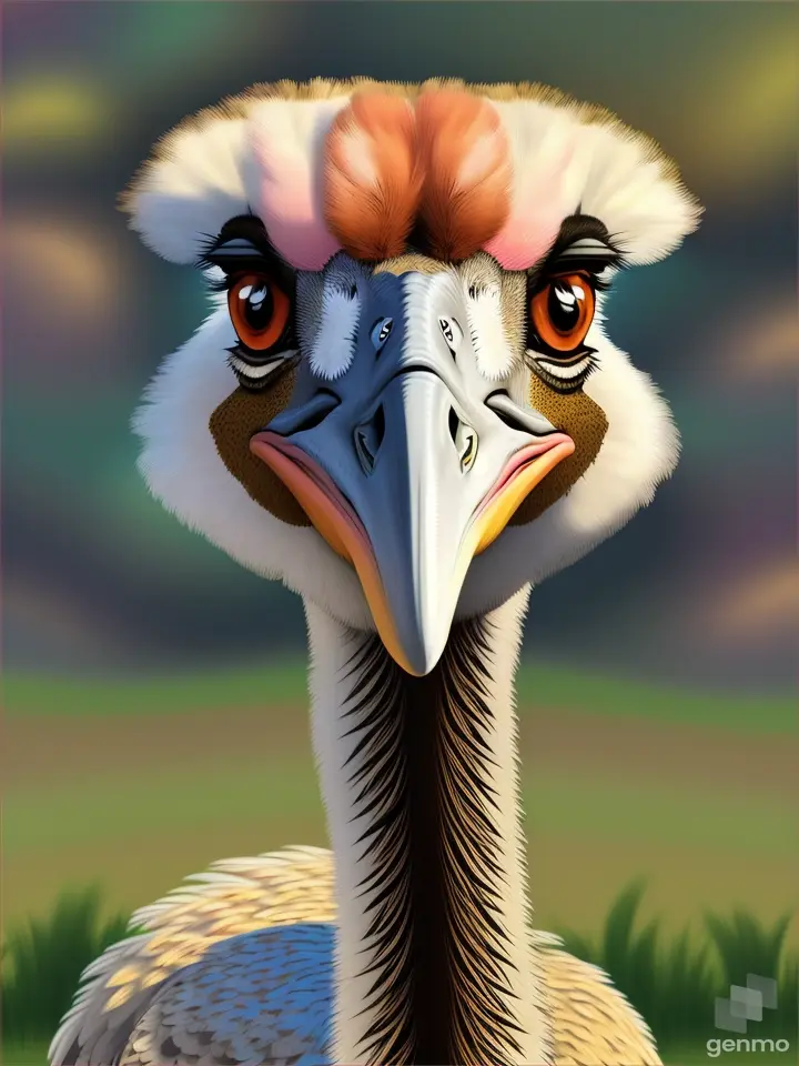 ostrich. type of cartoon illustration