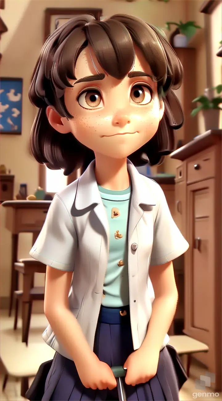 a cartoon character holding a cane in a room