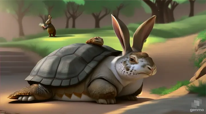 make am animated video of :the rabbit was bragging to his friends, a slow-moving tortoise overheard him.