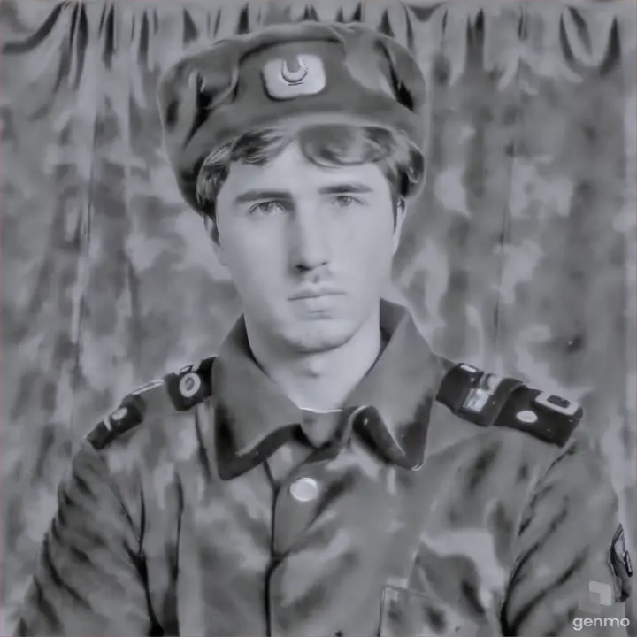 a black and white photo of a man in uniform