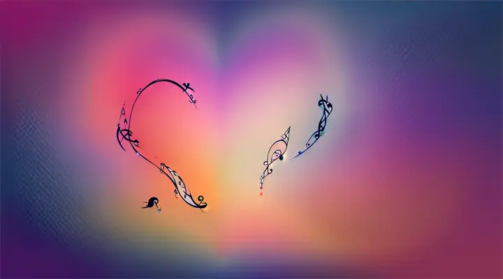 Visuals of musical notes connecting two hearts.