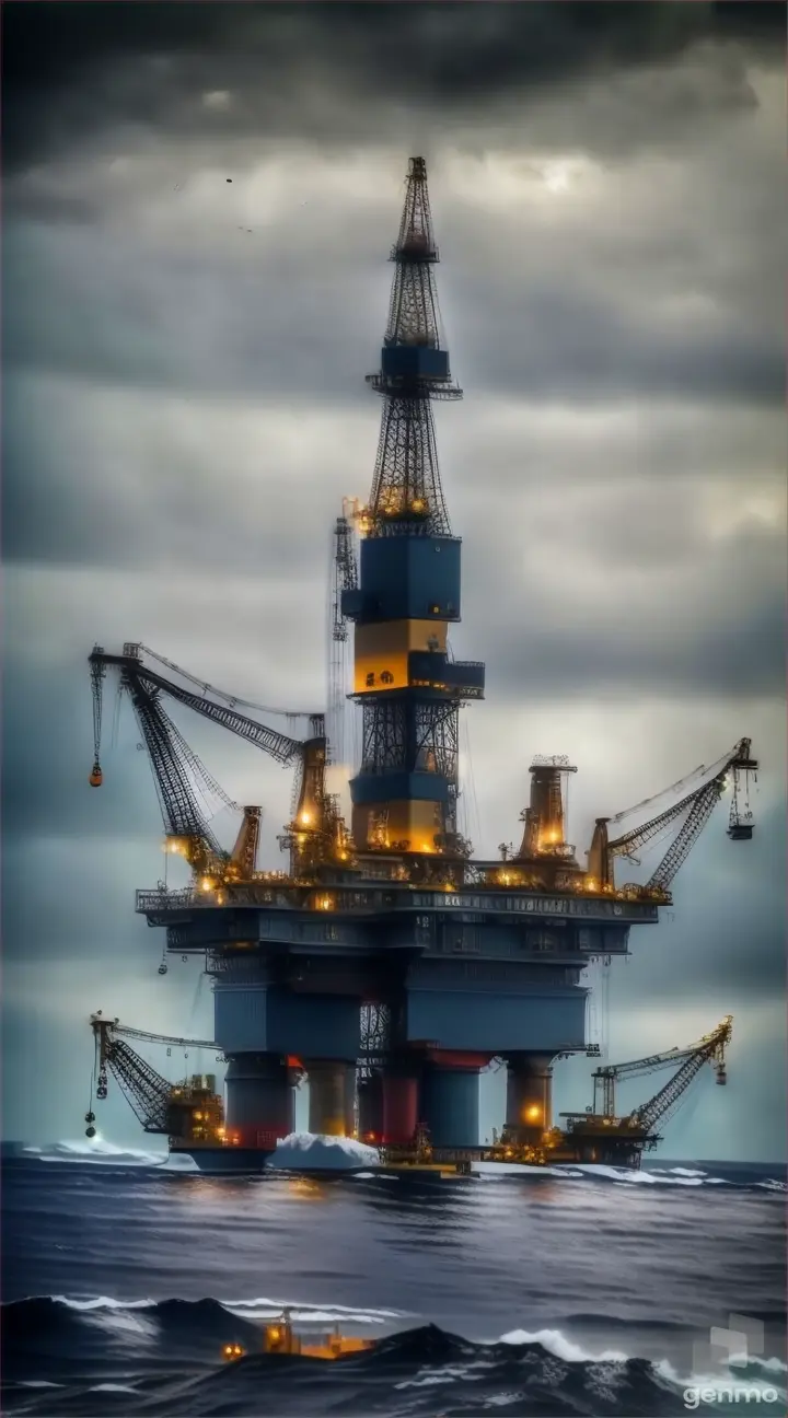 an oil rig in the middle of the ocean