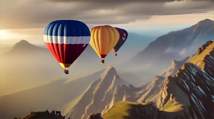 middle distance Balloons wings mountains people