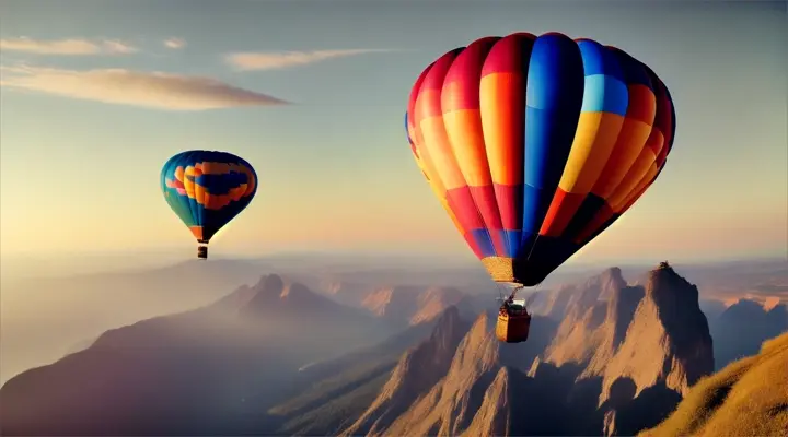 close up Balloons wings mountains people