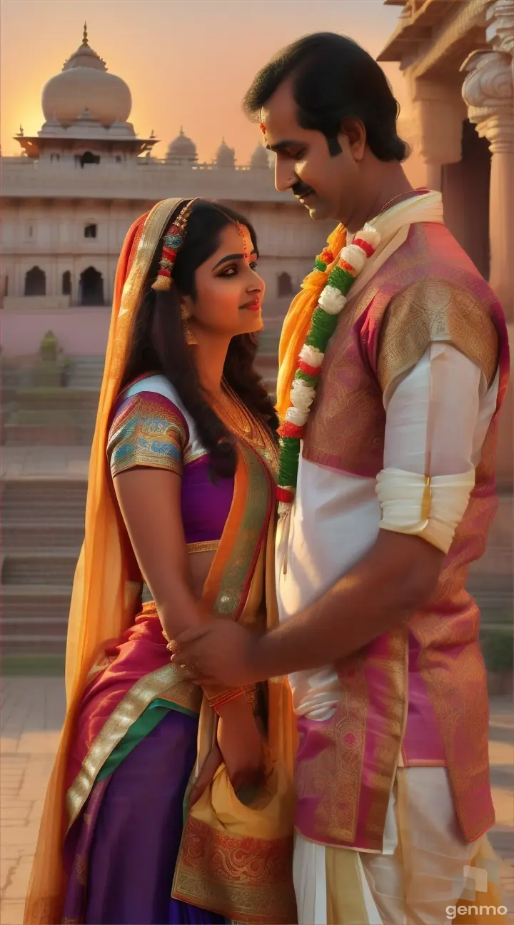 Radha giving clothes to her husband Ramesh pic
