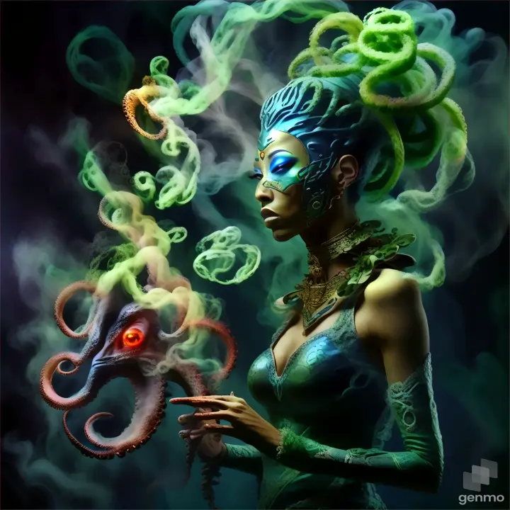 eye, green, human, organism, art, flash photography, entertainment, cg artwork, performing arts, event