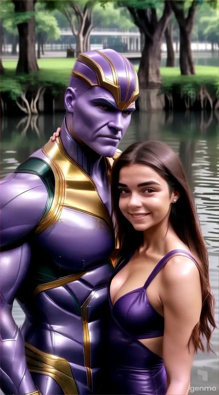 a woman standing next to a man in a body of water