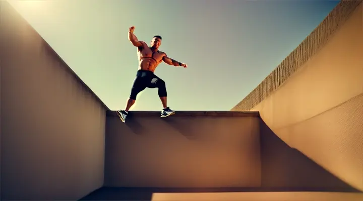 a man jumps over a high wall, symbolizing overcoming obstacles with positivity