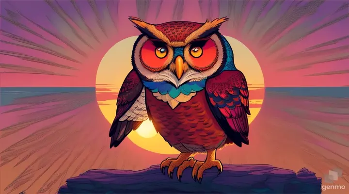 In the end, as the sun dipped below the horizon, the wise old owl declared the results .cartoon illustration