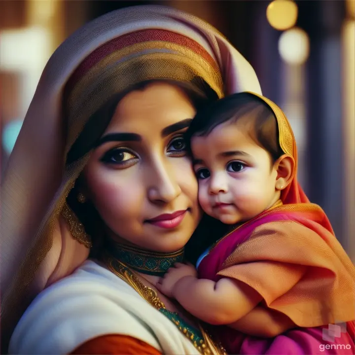 Arab woman with her child