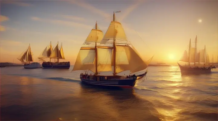 sunny evening by sea watching a Thames barge sail by