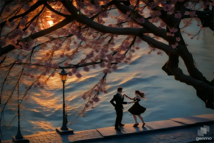 a man and a woman dancing under a tree