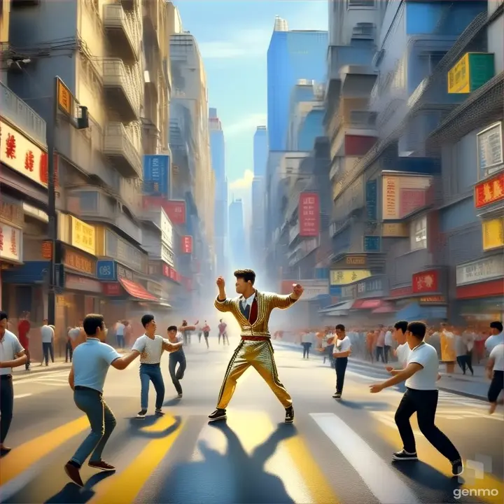 a man is dancing in the middle of the street