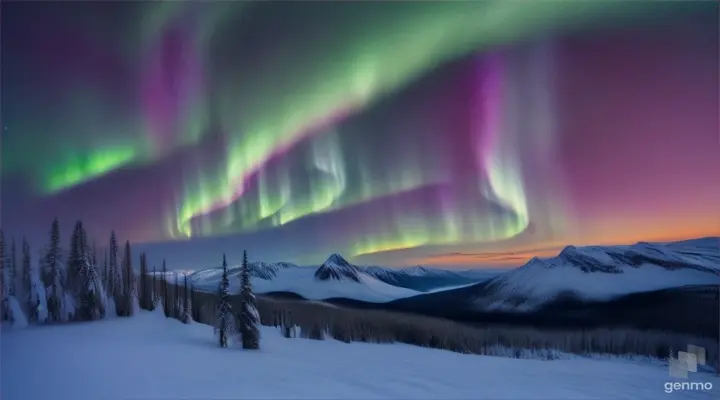 Stunning north lights landscape 