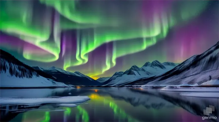 Stunning north lights landscape 