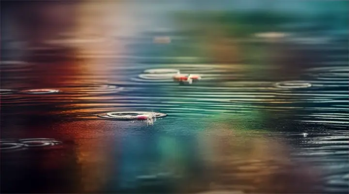 Style Holy art in zoom;;;Under the Rain  Someone praying under the rain, with the drops creating a serene effect around them
