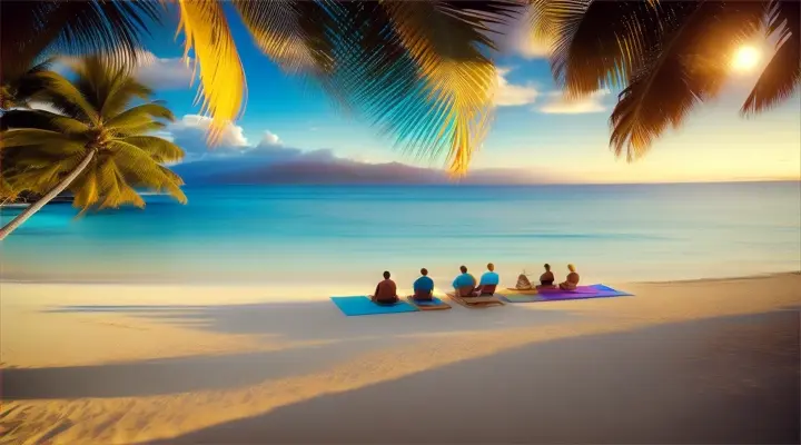 People lying on the sand sunbathing on the Hawaiian beach