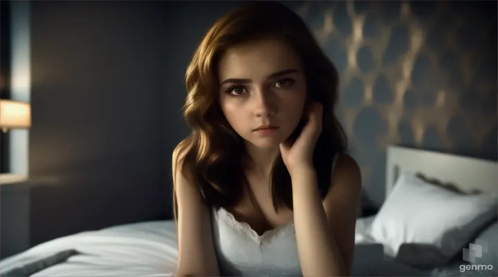 8. **Scared Alina in Her Room:** Alina looking scared and nervous in her room at 9 PM.                                                                                                            full screen colored video