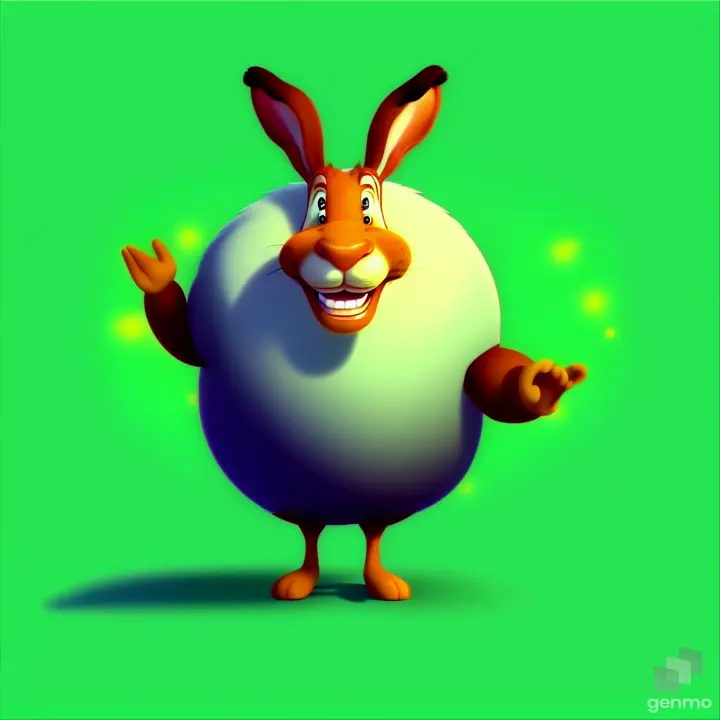 a cartoon character with a big smile on his face. The bun meets the hare. animation. fabulous”
