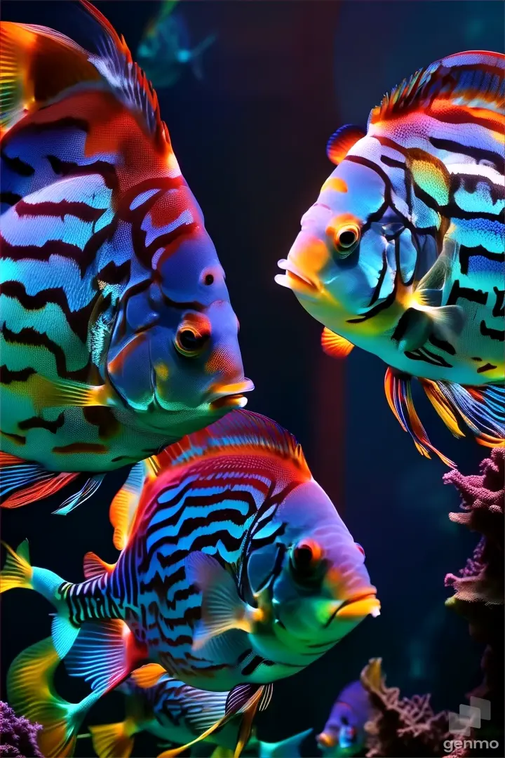 two colorful fish swimming in an aquarium