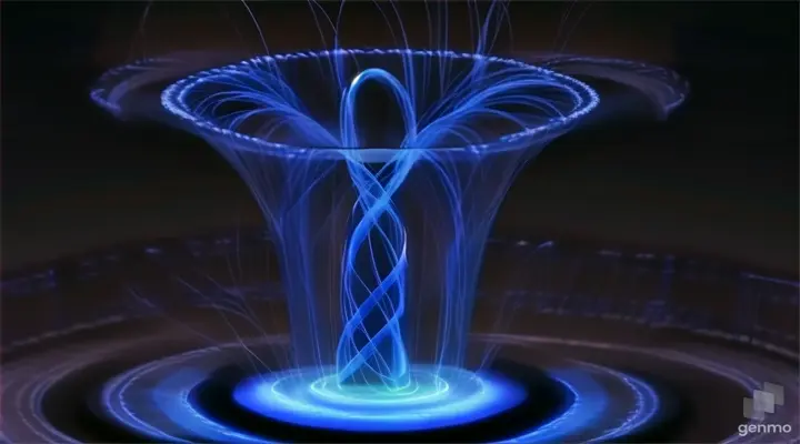 a blue vase with a blue light inside of it