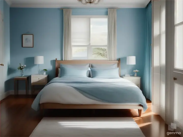 bedroom with powder blue