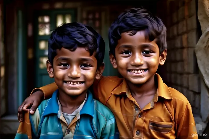 two young boys standing next to each other