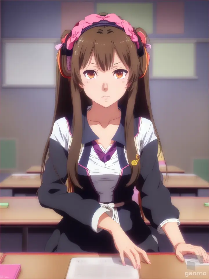 Miki Miyamae del anime Maria Holic atiende en un salon de clases a sus amigas.