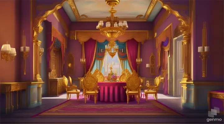 Cartoon very beautiful royal kitchen 