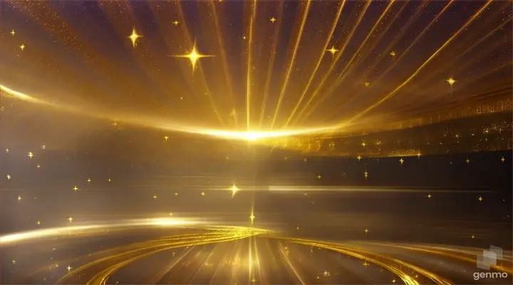 abstract of award party stage golden stage glitter animation. stars, lights and particles. Luxury gold light streak. Particle, luxury awards ceremony background, Oscar awards performance