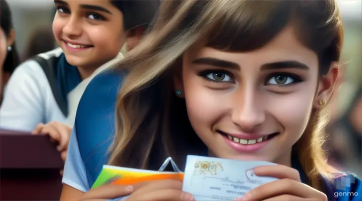 **Prompt 14**: "Britni's Academic Success" - Britni receiving her 12th-grade exam results, showing her topping North India.
                                                                                                                              
                                                                                                                              
 colored and full screen.