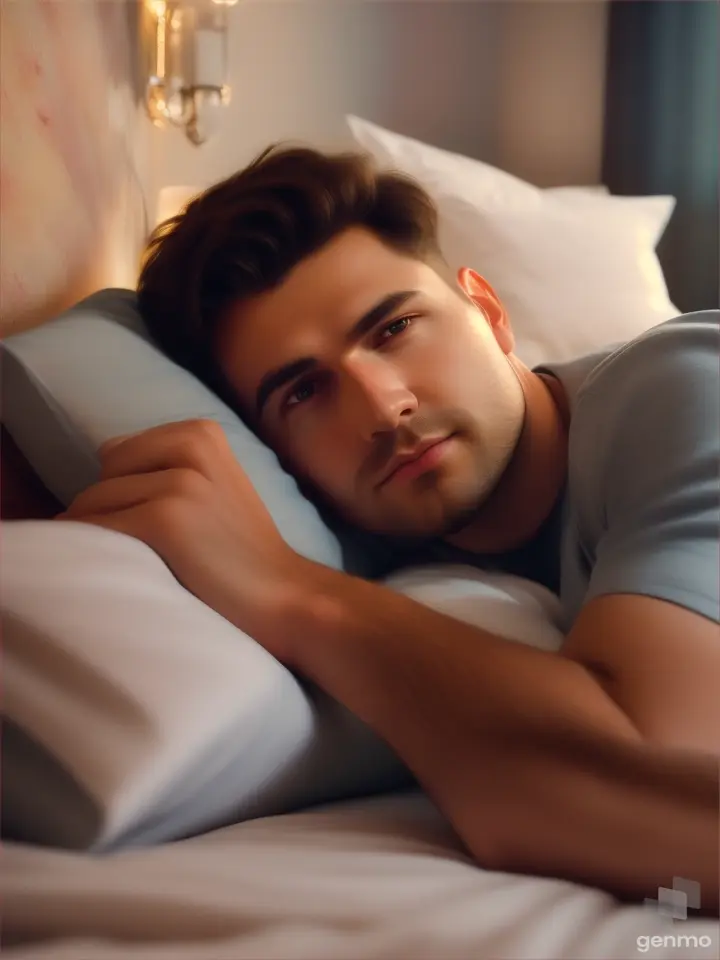 A man lies on a bed in an apartment
