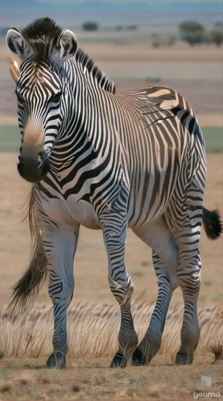 a zebra standing on top of a dry grass field