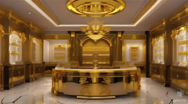 Create a gold shop with golden background