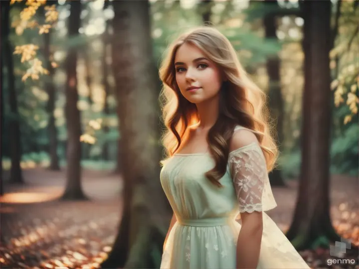 a beautiful girl in the forest full body and perfect