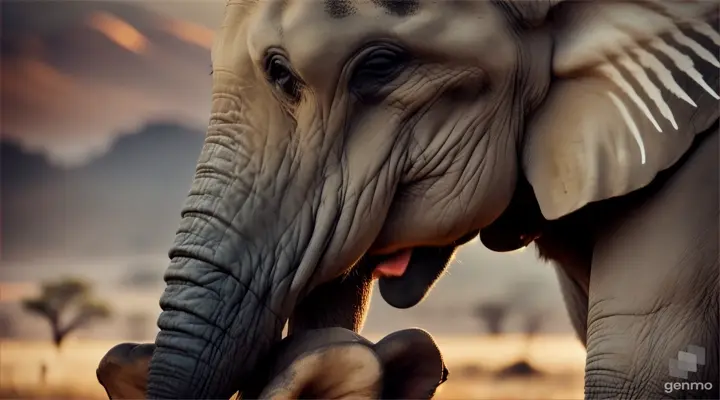 The elephant's caretaker feeding him lovingly with tears in his eyes