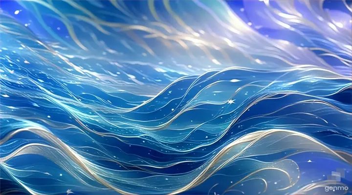 a painting of waves and stars in the sky