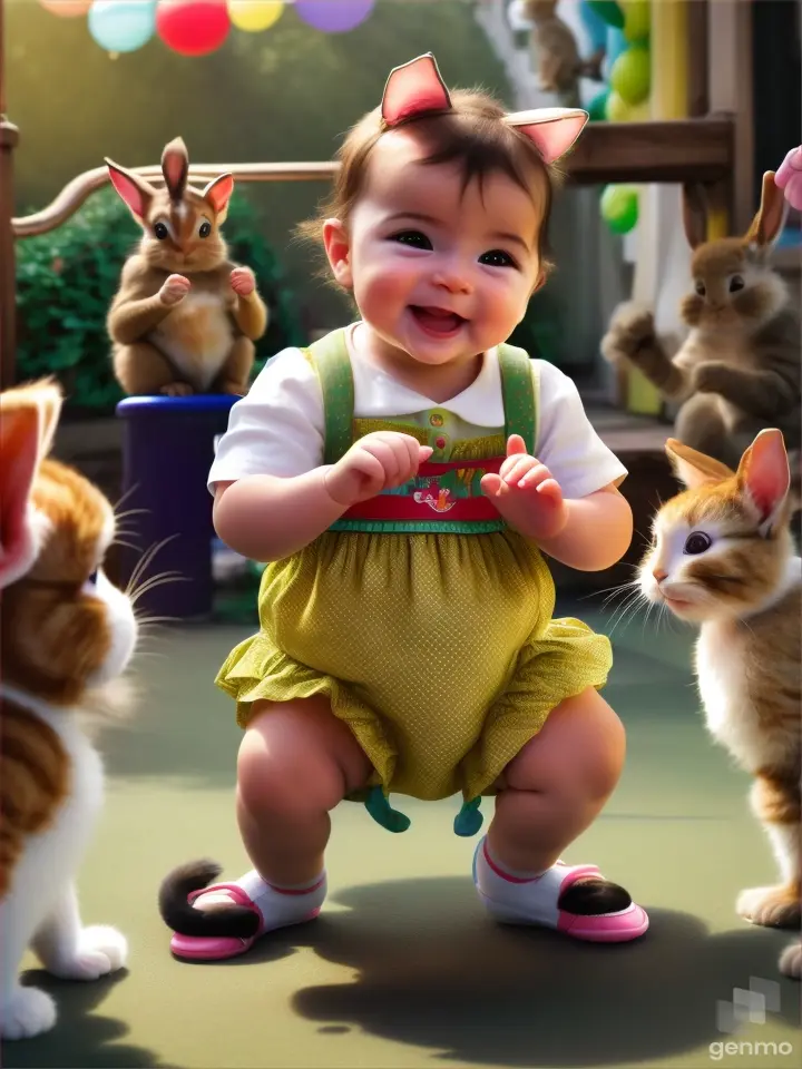 DANCING CAT, RABBIT AND MONKEY, BABY