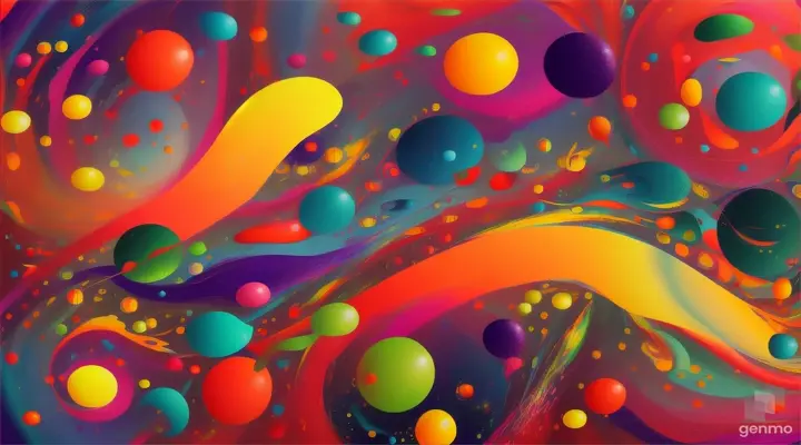 A colorful abstract background with multicolored organic shapes and bubbles16:9