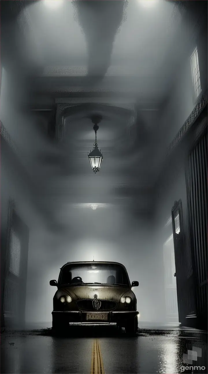 "Meera desperately trying to escape as all doors slam shut, her scream echoing through the haunted mansion, and the next morning, her car found empty on the deserted road."