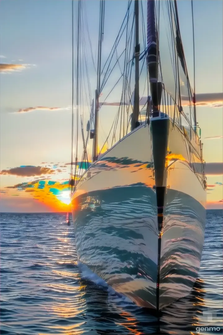 a sailboat in the water at sunset