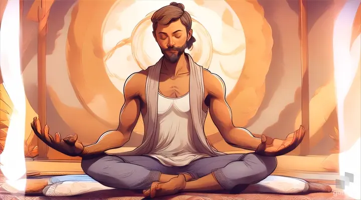 a man sitting in a lotus position with his eyes closed